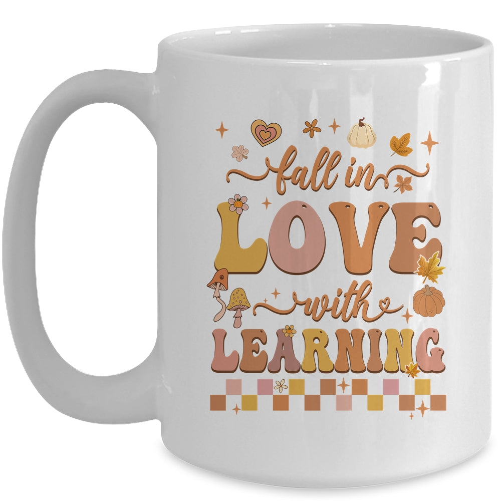 Fall In Love With Learning Teacher Retro Fall Thanksgiving Mug | siriusteestore