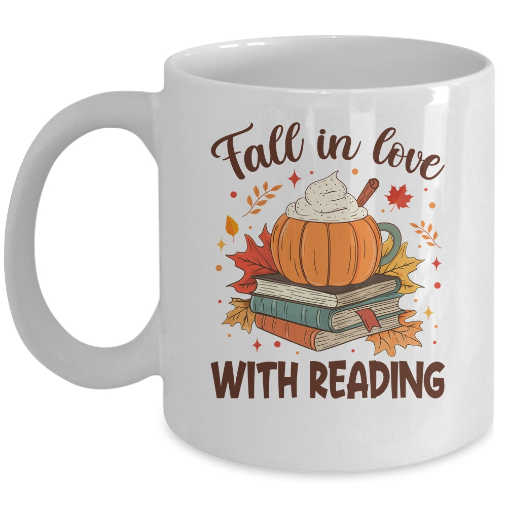 Fall In Love With Reading Autumn Librarian Cute Book Lover Mug | siriusteestore