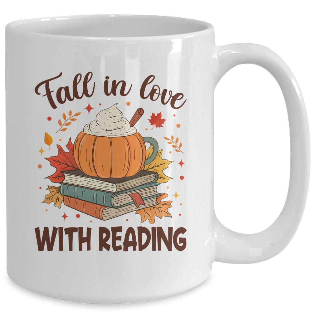 Fall In Love With Reading Autumn Librarian Cute Book Lover Mug | siriusteestore