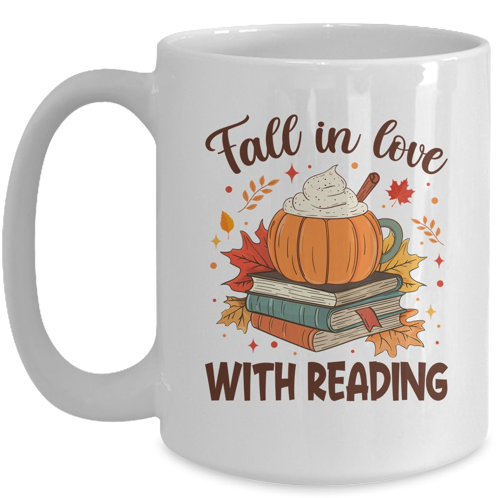 Fall In Love With Reading Autumn Librarian Cute Book Lover Mug | siriusteestore