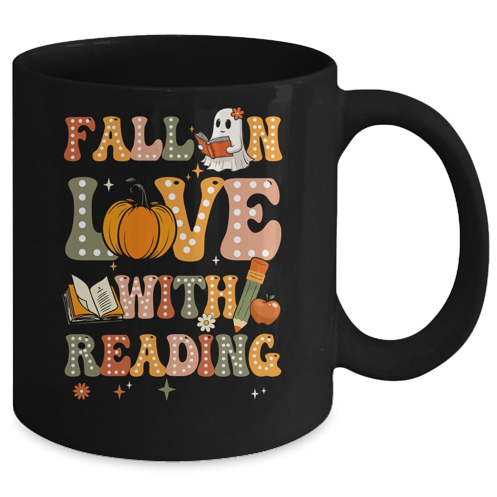 Fall In Love With Reading Book Autumn Pumpkin And Teacher Mug | siriusteestore