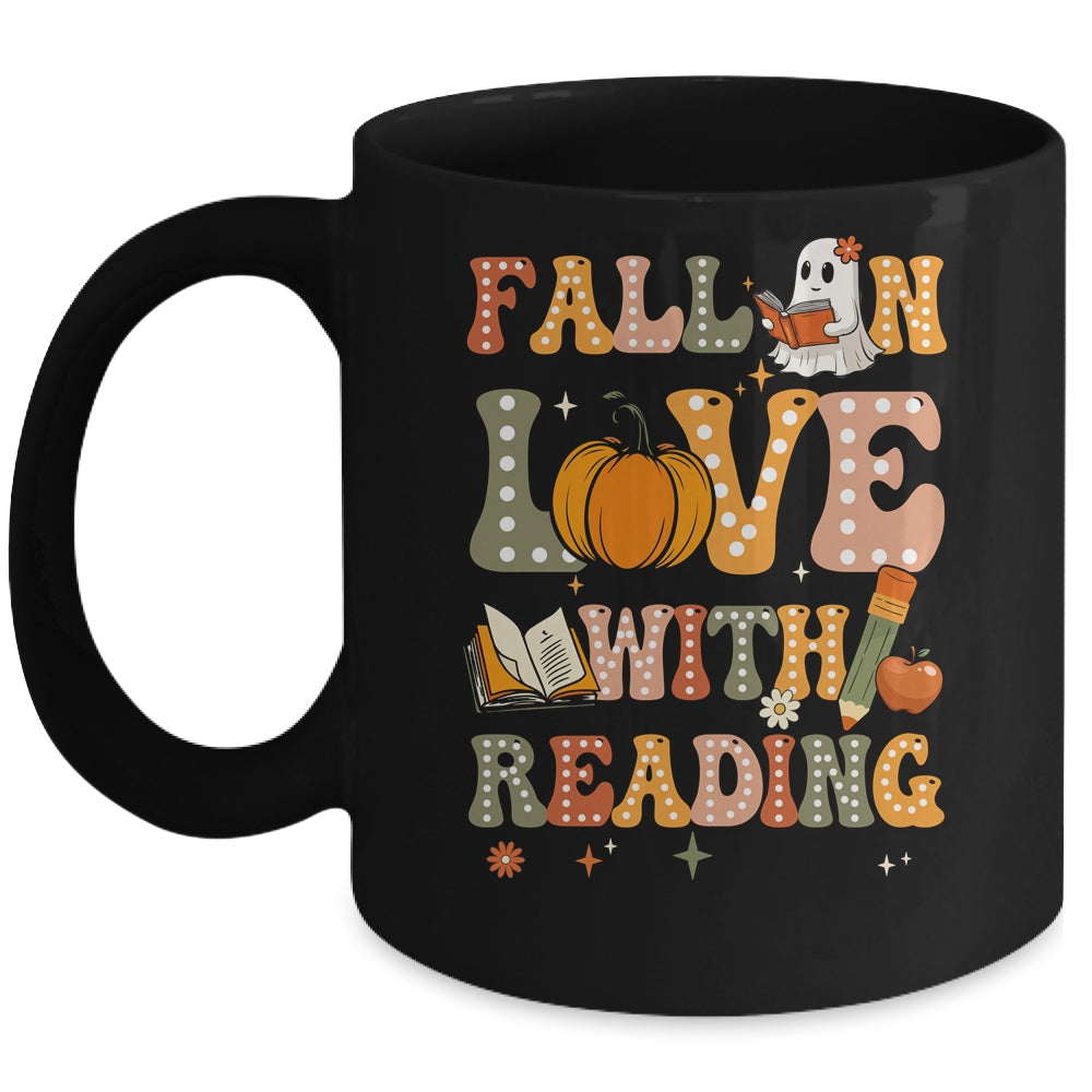 Fall In Love With Reading Book Autumn Pumpkin And Teacher Mug | siriusteestore