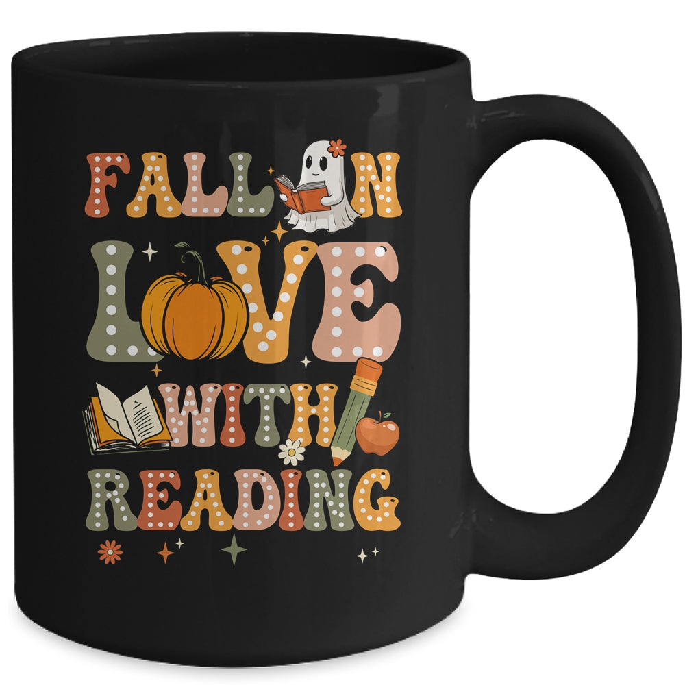 Fall In Love With Reading Book Autumn Pumpkin And Teacher Mug | siriusteestore