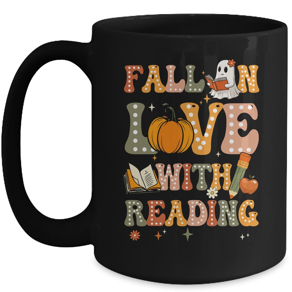 Fall In Love With Reading Book Autumn Pumpkin And Teacher Mug | siriusteestore