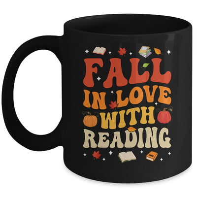Fall In Love With Reading Book Autumn Pumpkin Teacher Groovy Mug | siriusteestore