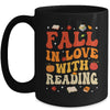 Fall In Love With Reading Book Autumn Pumpkin Teacher Groovy Mug | siriusteestore