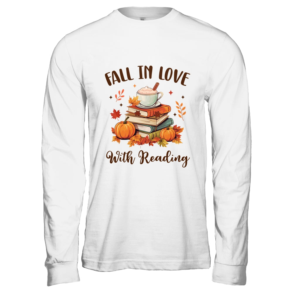 Fall In Love With Reading Book Autumn Pumpkins And Teachers Shirt & Hoodie | siriusteestore