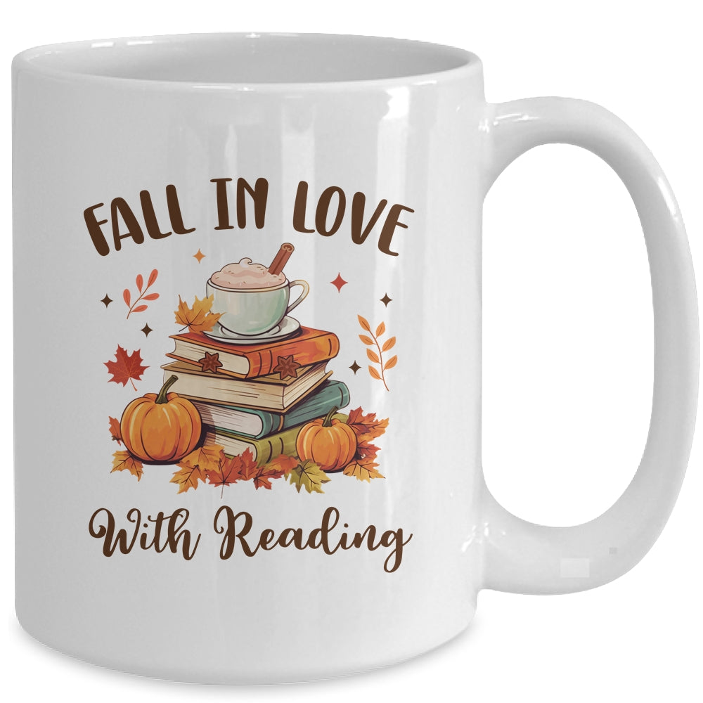 Fall In Love With Reading Book Autumn Pumpkins And Teachers Mug | siriusteestore