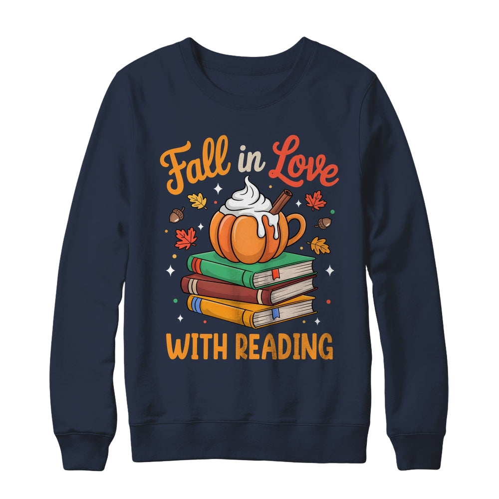 Fall In Love With Reading Cute Book Lover Autumn Librarian Shirt & Sweatshirt | siriusteestore