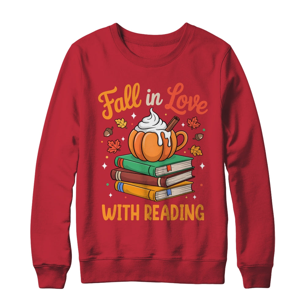 Fall In Love With Reading Cute Book Lover Autumn Librarian Shirt & Sweatshirt | siriusteestore