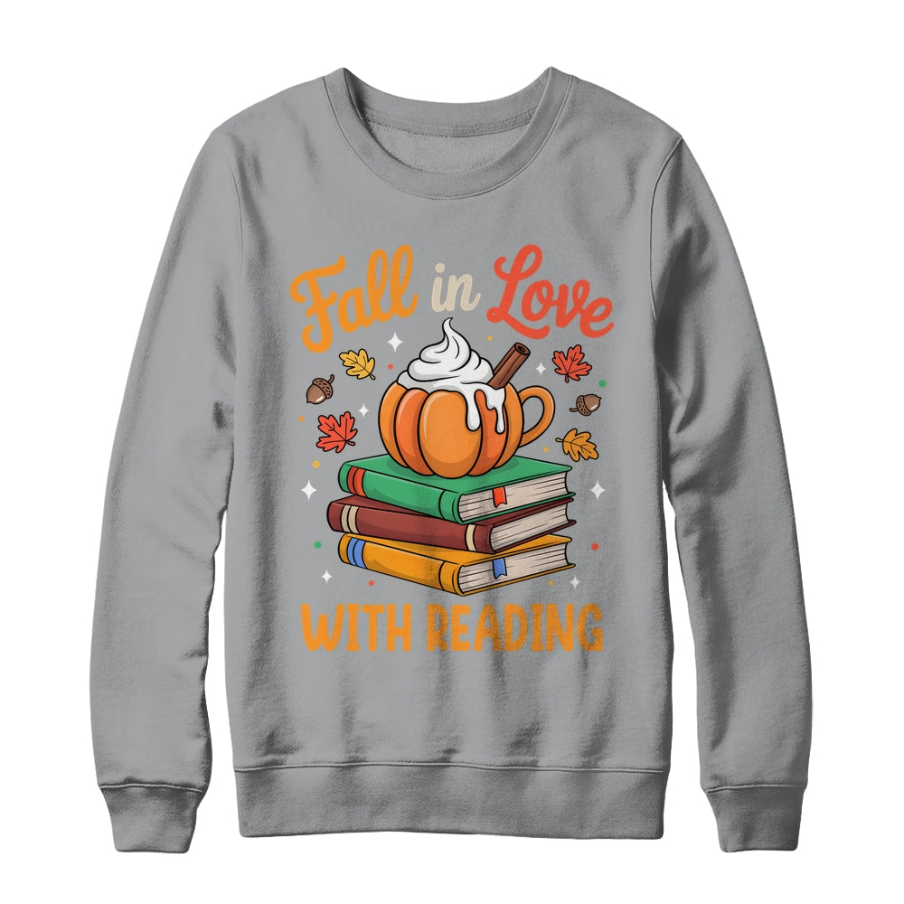 Fall In Love With Reading Cute Book Lover Autumn Librarian Shirt & Sweatshirt | siriusteestore