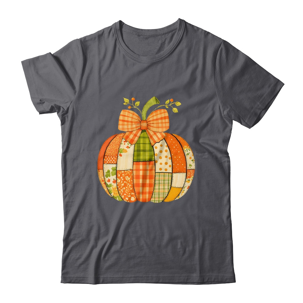 Fall Patchwork Pumpkin Bow Autumn Halloween Thanksgiving Shirt & Sweatshirt | siriusteestore