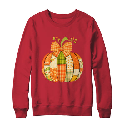 Fall Patchwork Pumpkin Bow Autumn Halloween Thanksgiving Shirt & Sweatshirt | siriusteestore