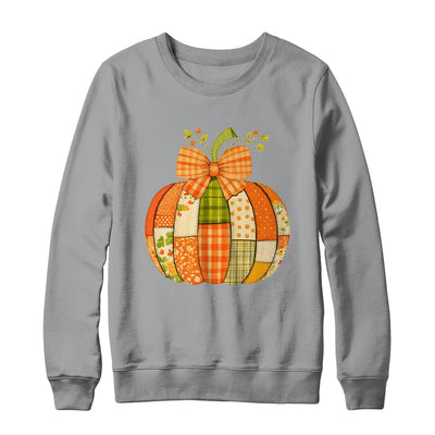 Fall Patchwork Pumpkin Bow Autumn Halloween Thanksgiving Shirt & Sweatshirt | siriusteestore