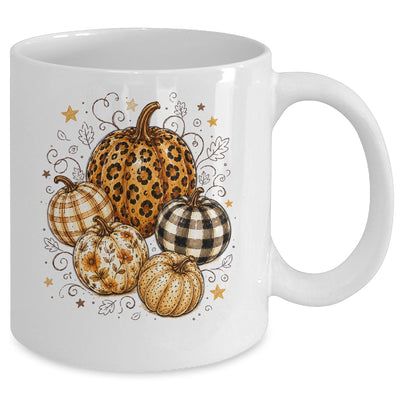 Fall Pumpkin Leopard Print Polka Dot Checkered Fall Autumn Mug | siriusteestore
