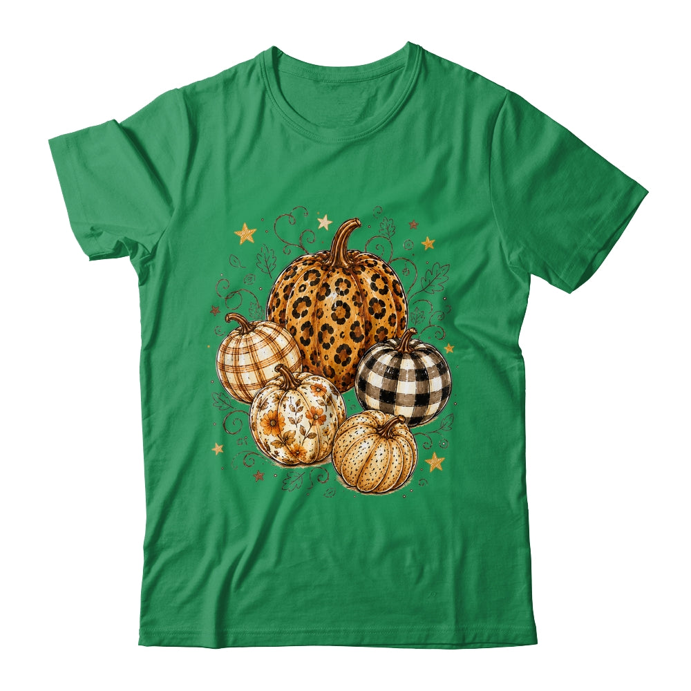 Fall Pumpkin Leopard Print Polka Dot Checkered Fall Autumn Shirt & Sweatshirt | siriusteestore
