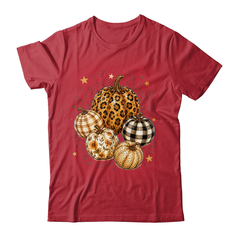 Fall Pumpkin Leopard Print Polka Dot Checkered Fall Autumn Shirt & Sweatshirt | siriusteestore