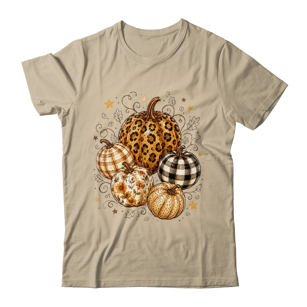 Fall Pumpkin Leopard Print Polka Dot Checkered Fall Autumn Shirt & Sweatshirt | siriusteestore