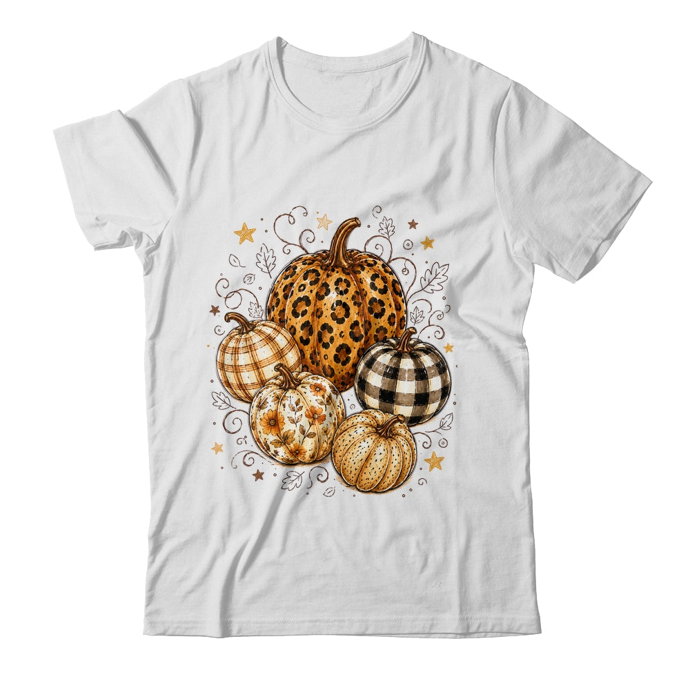Fall Pumpkin Leopard Print Polka Dot Checkered Fall Autumn Shirt & Sweatshirt | siriusteestore