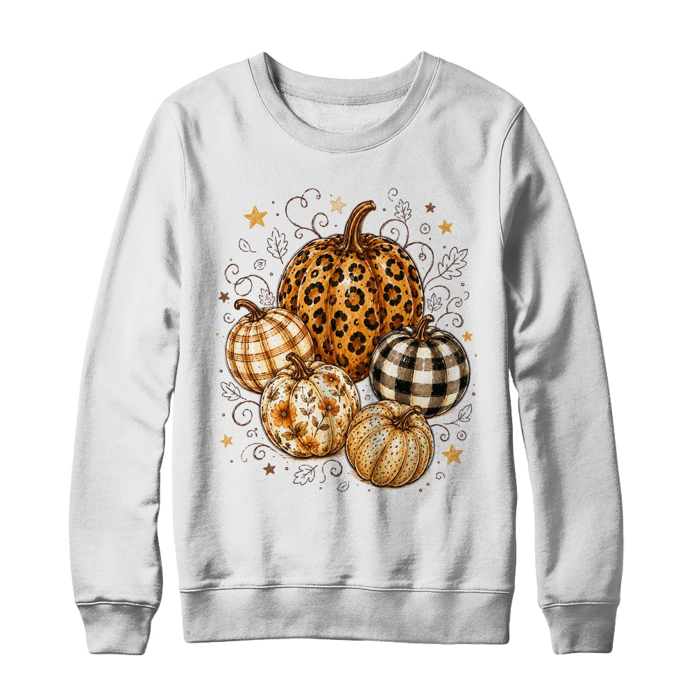 Fall Pumpkin Leopard Print Polka Dot Checkered Fall Autumn Shirt & Sweatshirt | siriusteestore