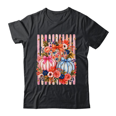 Fall Pumpkins Striped Preppy Floral Bow Pumpkin Women Girl Shirt & Hoodie | siriusteestore