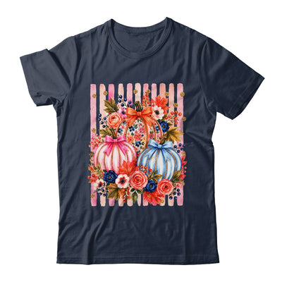 Fall Pumpkins Striped Preppy Floral Bow Pumpkin Women Girl Shirt & Hoodie | siriusteestore