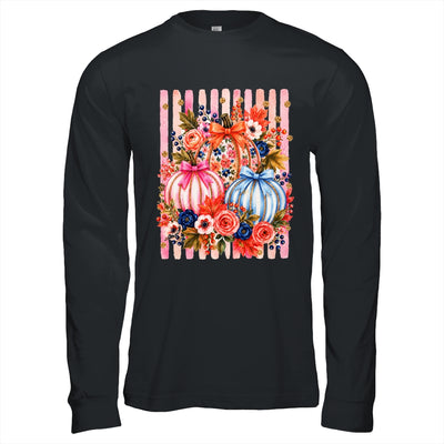 Fall Pumpkins Striped Preppy Floral Bow Pumpkin Women Girl Shirt & Hoodie | siriusteestore