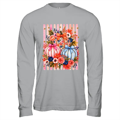 Fall Pumpkins Striped Preppy Floral Bow Pumpkin Women Girl Shirt & Hoodie | siriusteestore
