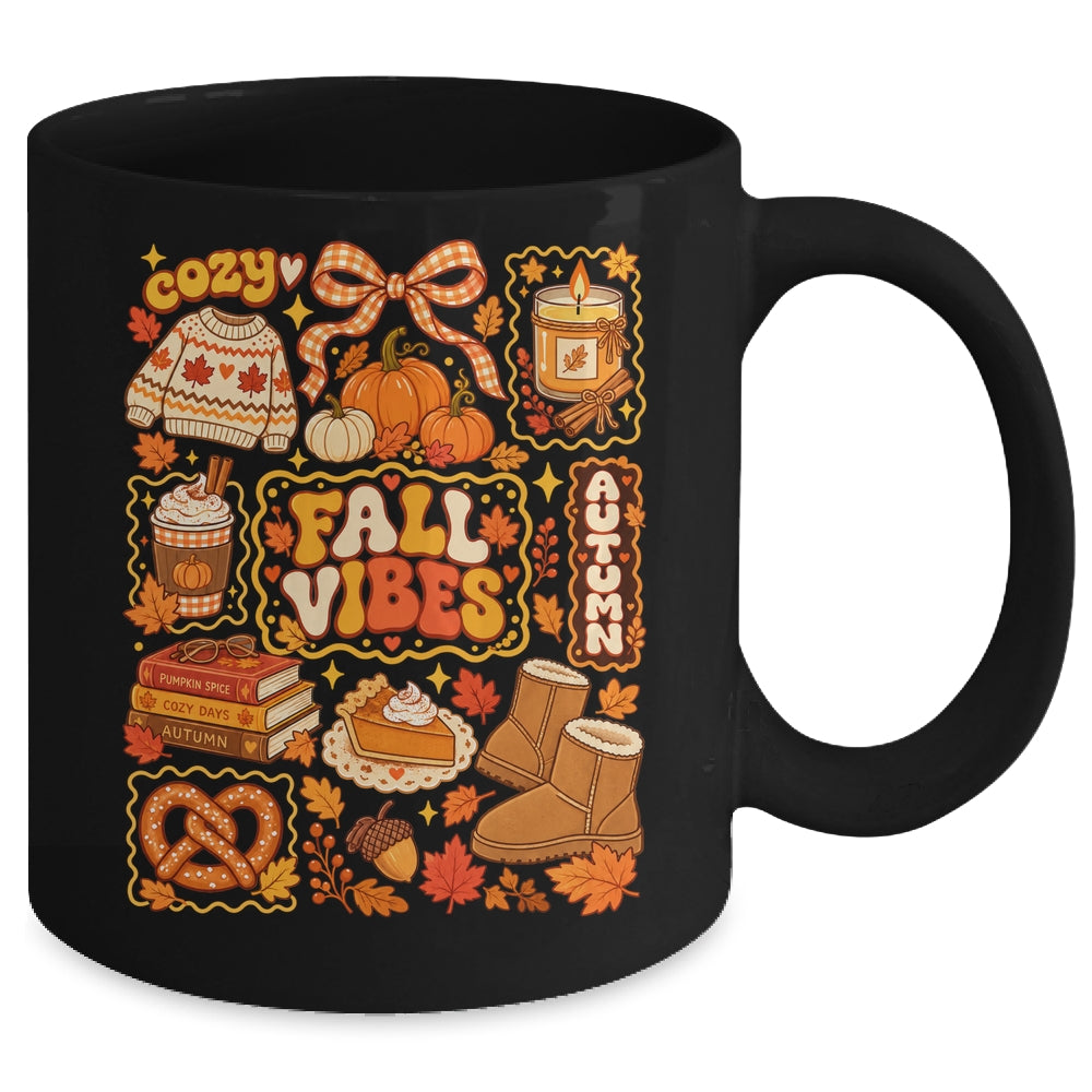 Fall Vibes Autumn Coquette Pumpkin Thanksgiving Coffee Women Mug | siriusteestore