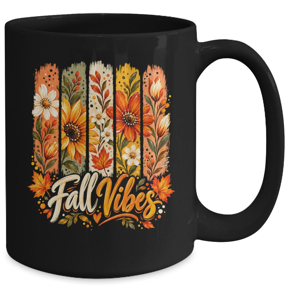 Fall Vibes Autumn Women Floral Retro Fall Flowers Boho Daisy Mug | siriusteestore