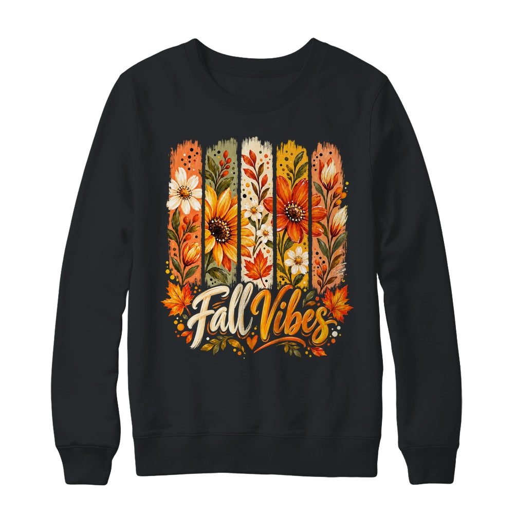 Fall Vibes Autumn Women Floral Retro Fall Flowers Boho Daisy Shirt & Sweatshirt | siriusteestore