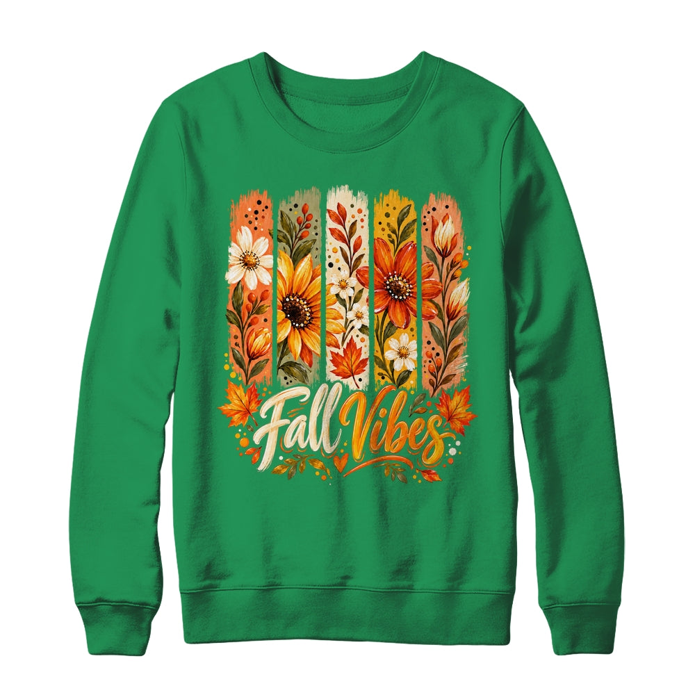 Fall Vibes Autumn Women Floral Retro Fall Flowers Boho Daisy Shirt & Sweatshirt | siriusteestore
