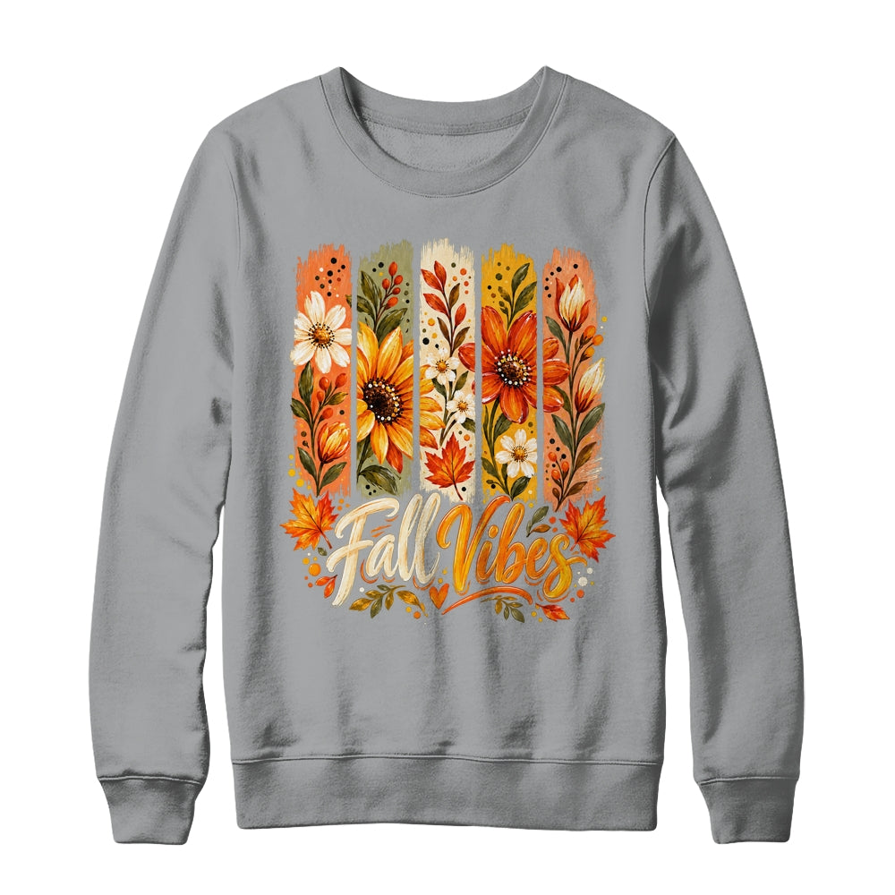 Fall Vibes Autumn Women Floral Retro Fall Flowers Boho Daisy Shirt & Sweatshirt | siriusteestore