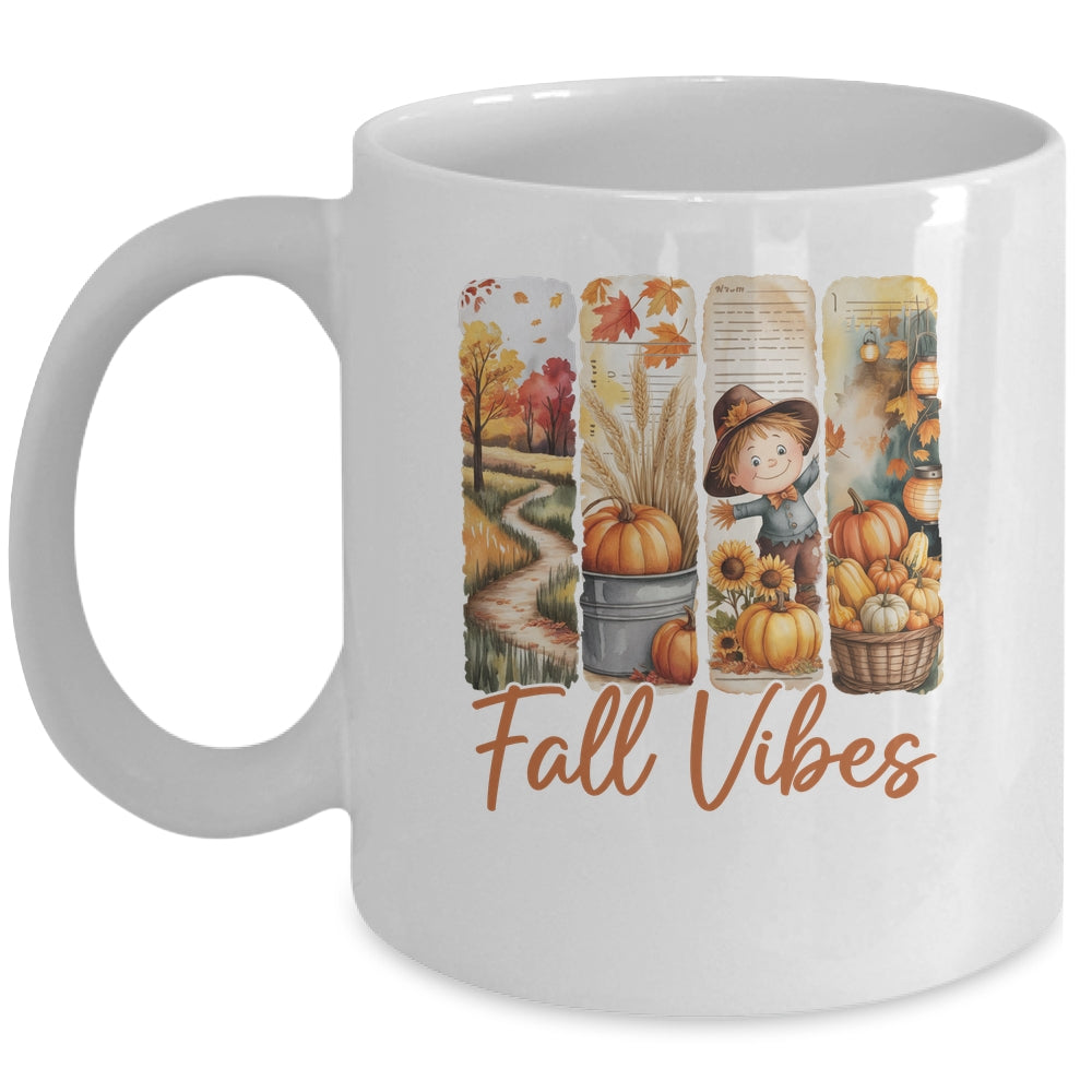 Fall Vibes Pumpkin Girls Autumn Vibes Scarecrow Thanksgiving Mug | siriusteestore