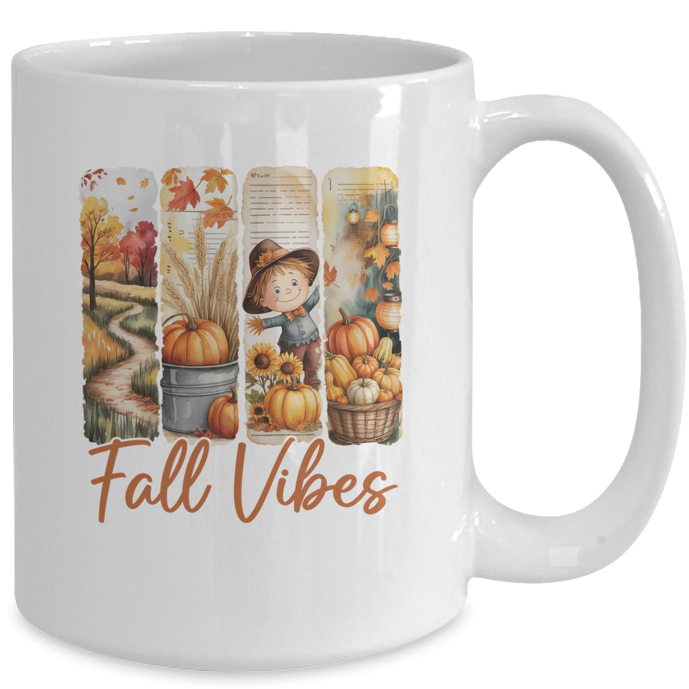 Fall Vibes Pumpkin Girls Autumn Vibes Scarecrow Thanksgiving Mug | siriusteestore