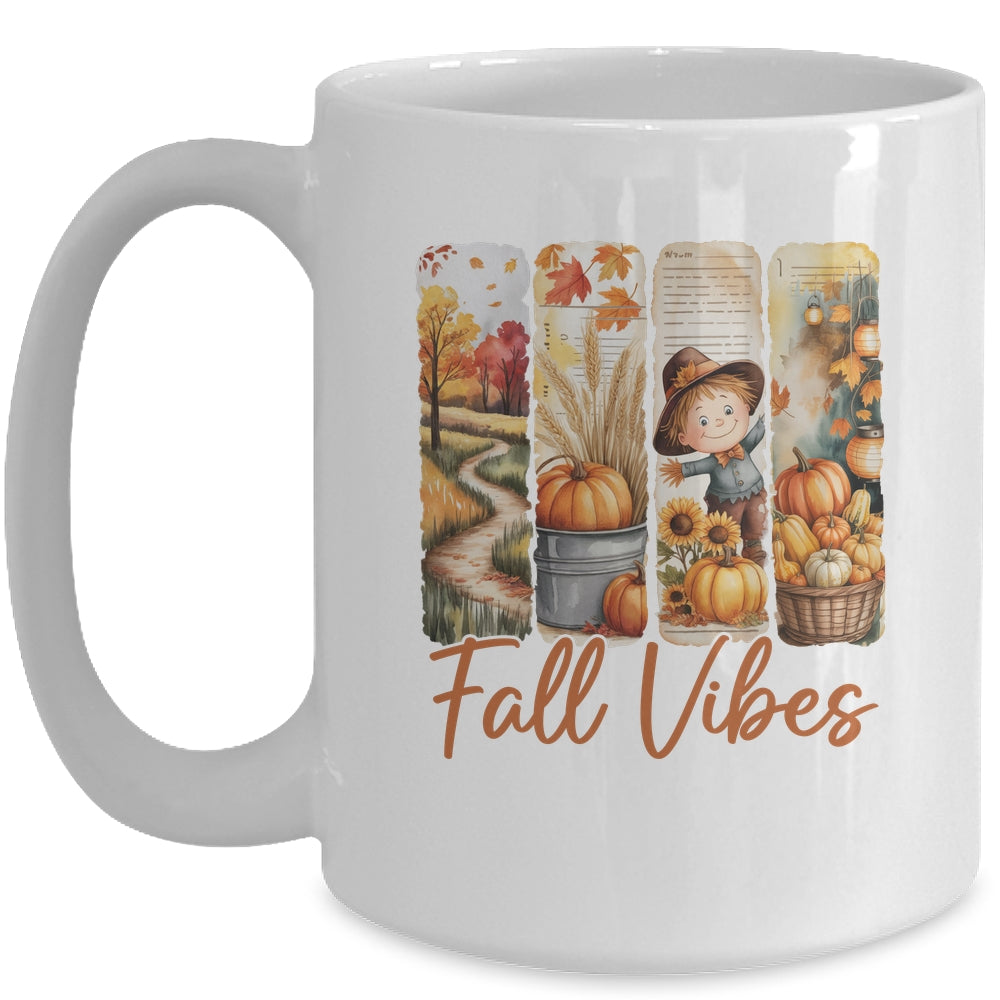 Fall Vibes Pumpkin Girls Autumn Vibes Scarecrow Thanksgiving Mug | siriusteestore