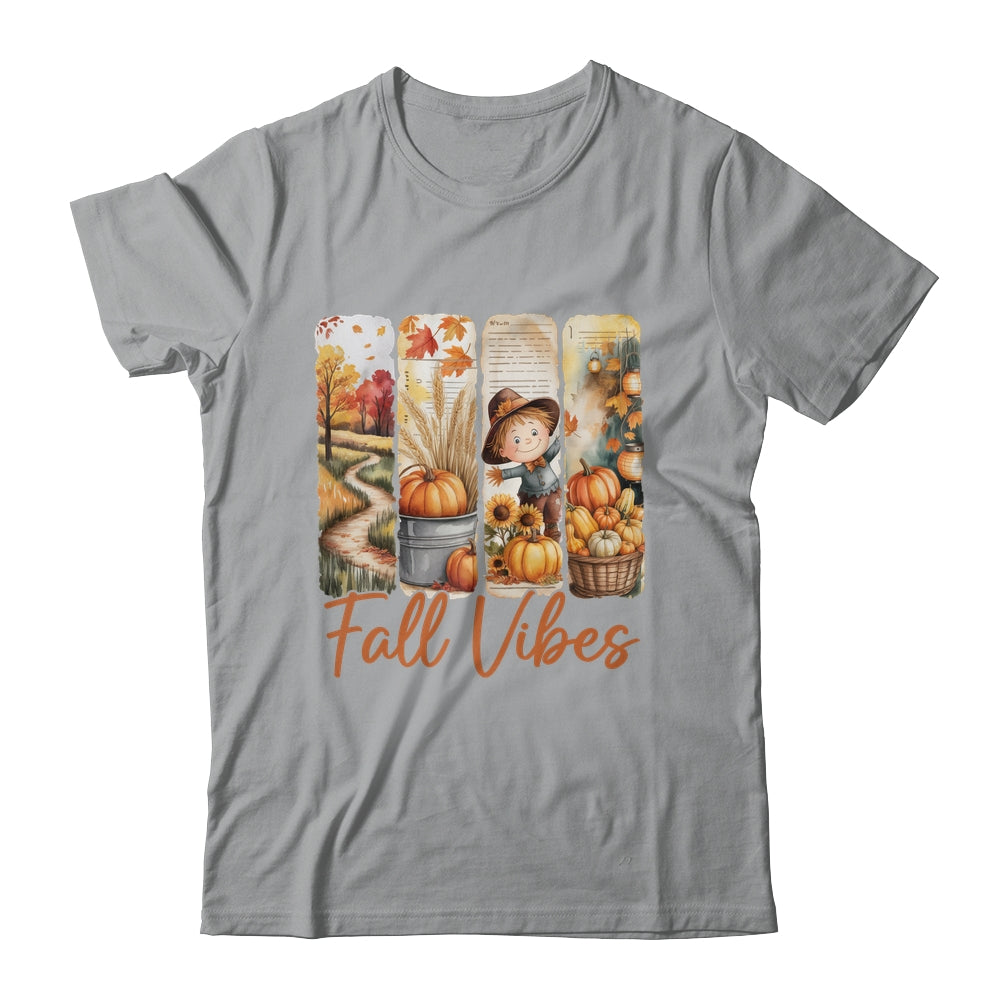 Fall Vibes Pumpkin Girls Autumn Vibes Scarecrow Thanksgiving Shirt & Sweatshirt | siriusteestore