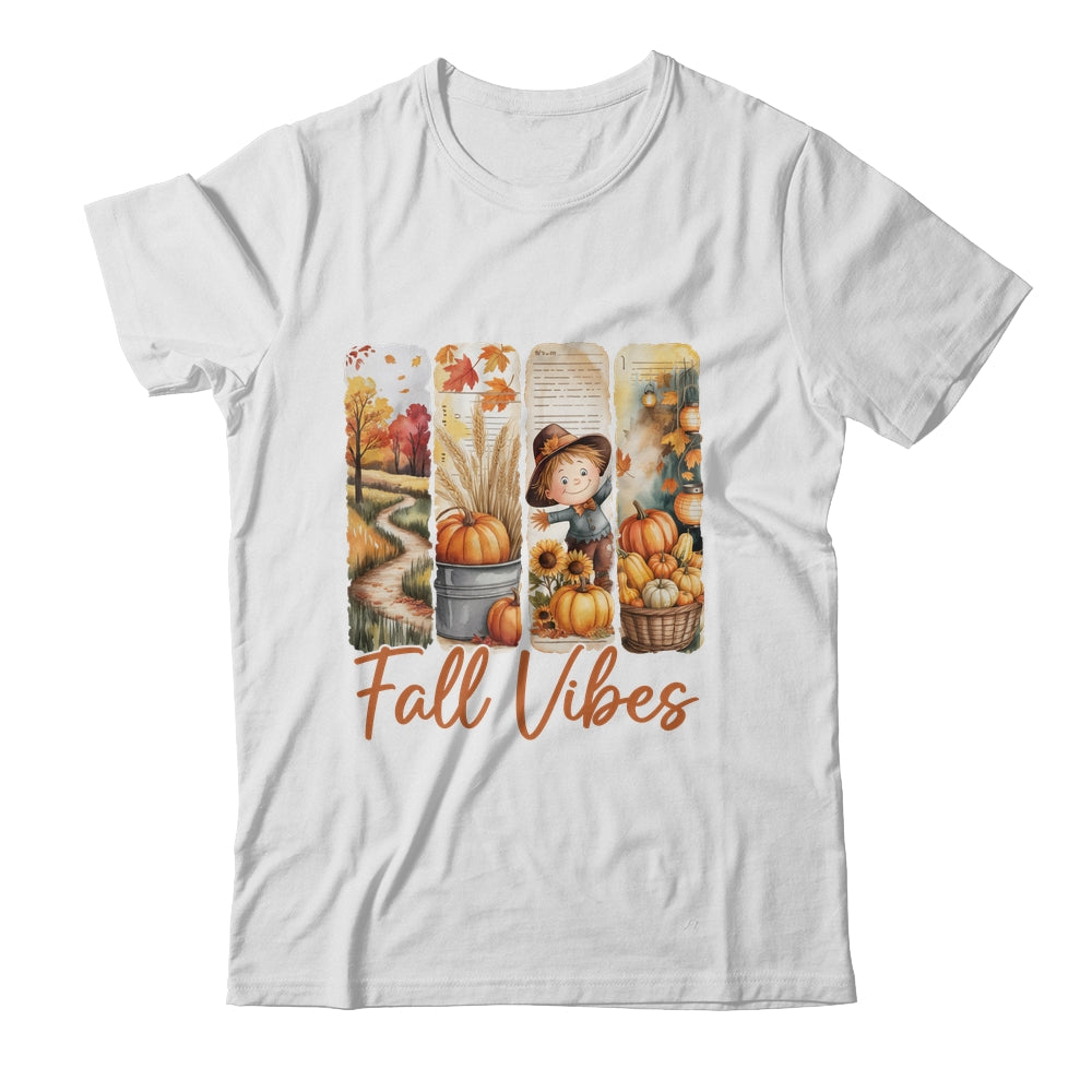 Fall Vibes Pumpkin Girls Autumn Vibes Scarecrow Thanksgiving Shirt & Sweatshirt | siriusteestore