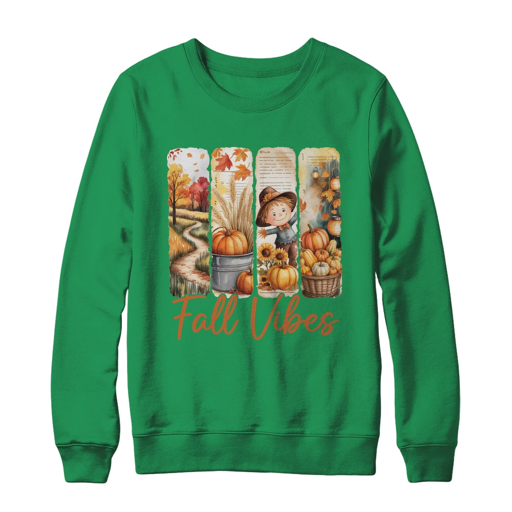 Fall Vibes Pumpkin Girls Autumn Vibes Scarecrow Thanksgiving Shirt & Sweatshirt | siriusteestore