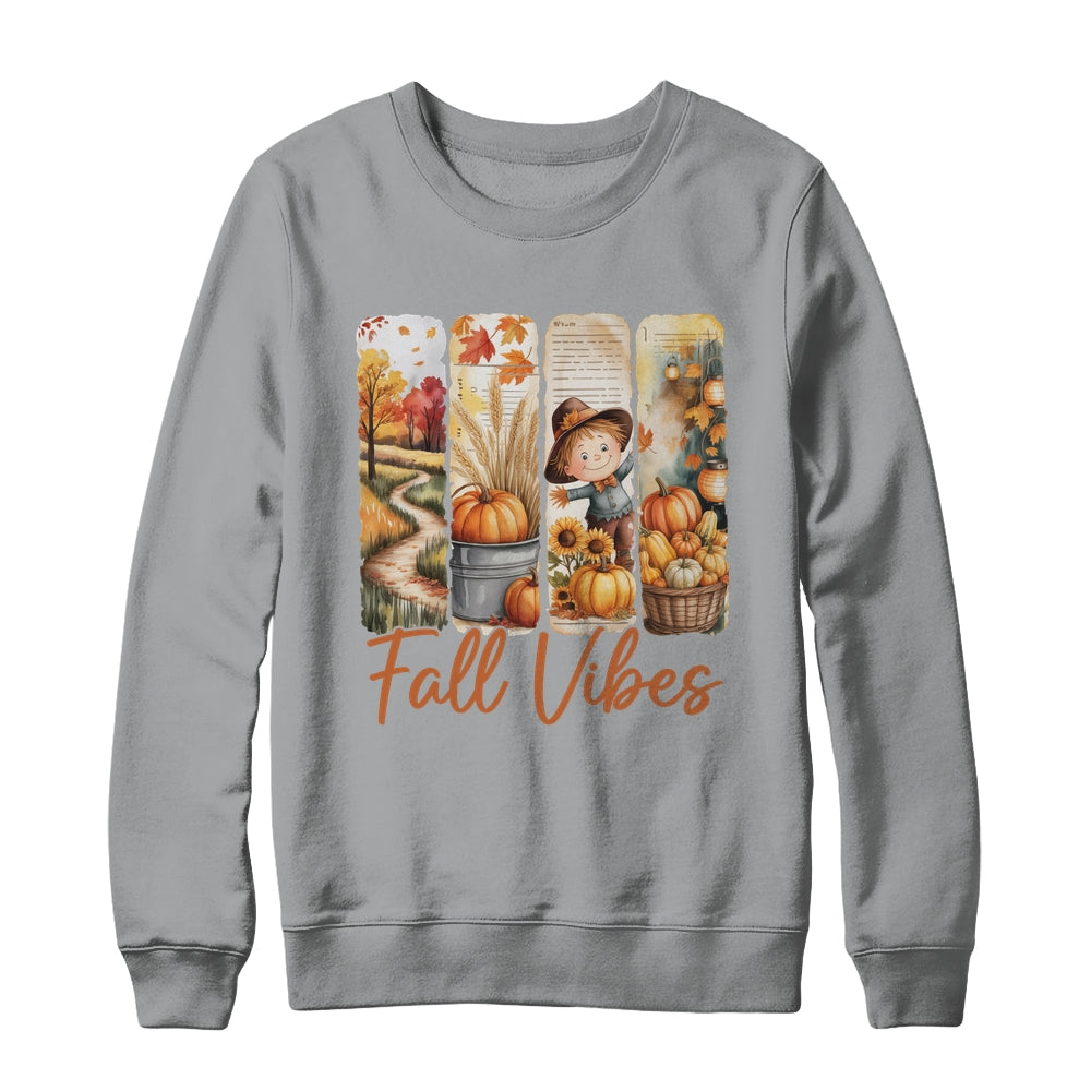 Fall Vibes Pumpkin Girls Autumn Vibes Scarecrow Thanksgiving Shirt & Sweatshirt | siriusteestore