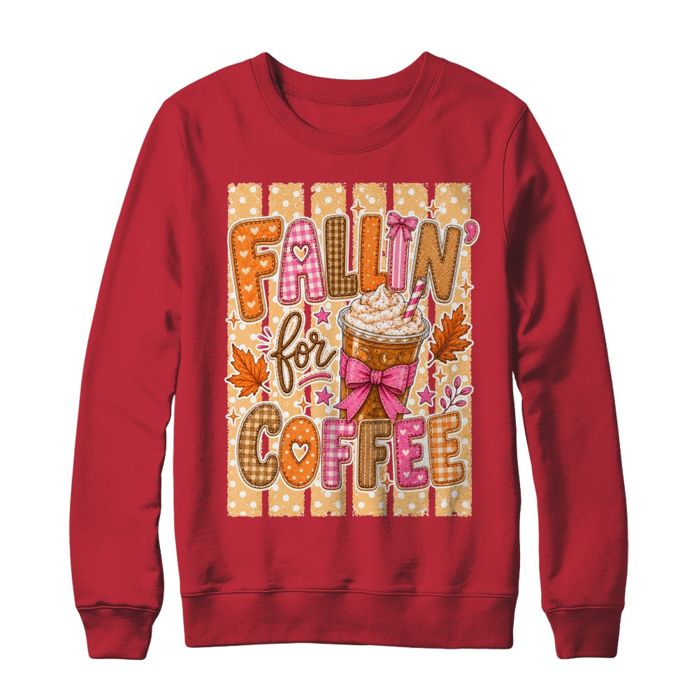 Fallin' For Coffee Autumn Fall Season Coffee Checkerboard Shirt & Sweatshirt | siriusteestore