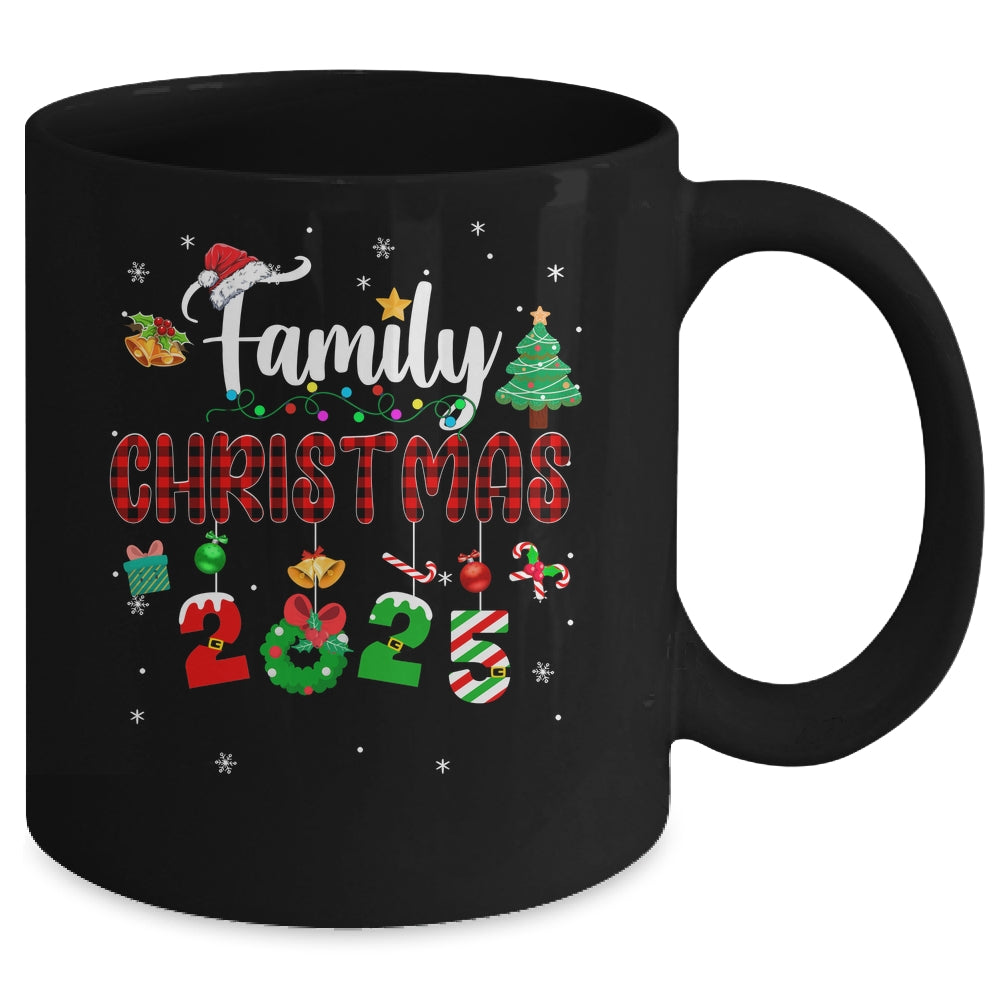 Family Christmas 2025 Matching Red Plaid Squad Santa Elf Mug | siriusteestore