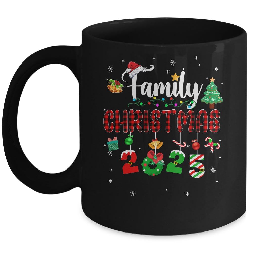 Family Christmas 2025 Matching Red Plaid Squad Santa Elf Mug | siriusteestore