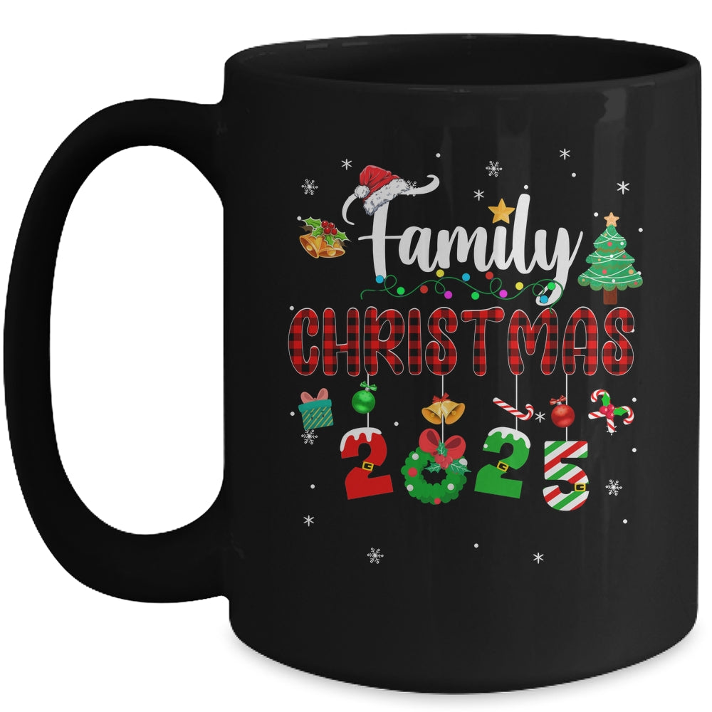 Family Christmas 2025 Matching Red Plaid Squad Santa Elf Mug | siriusteestore