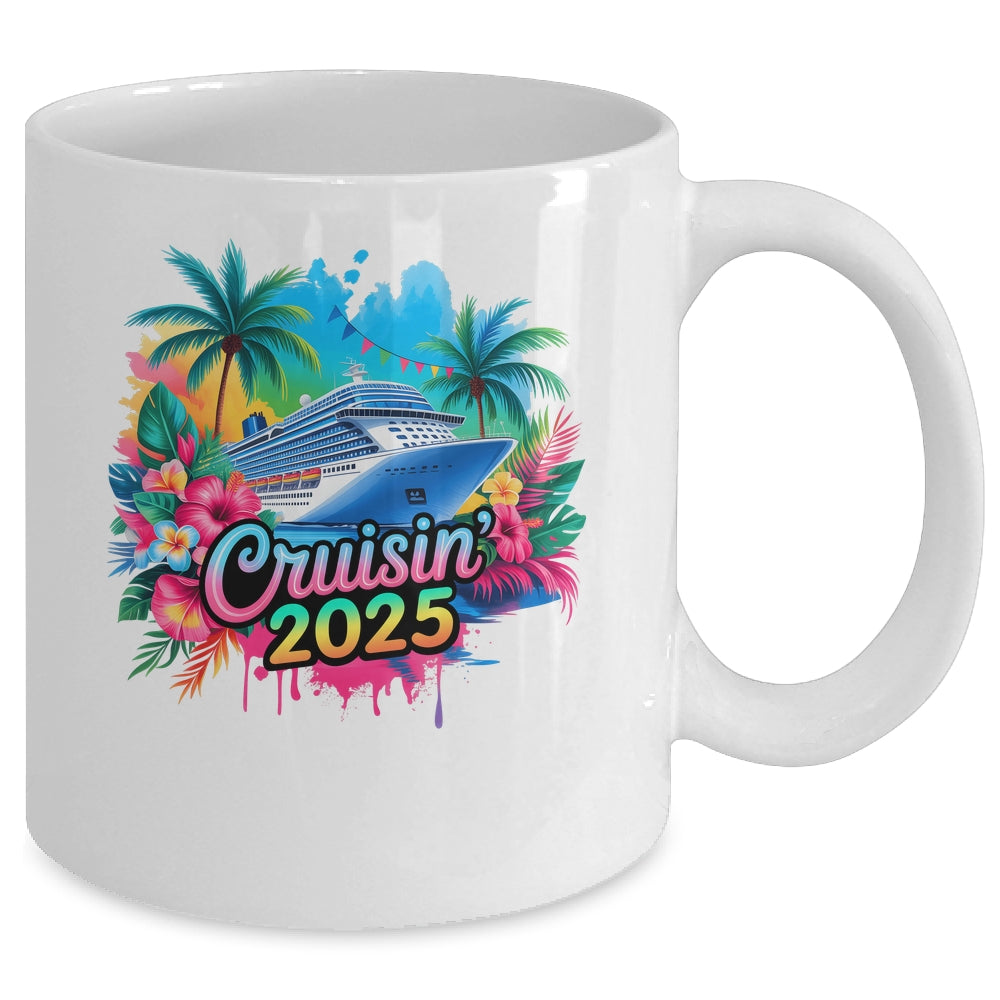 Family Cruisin 2025 Cruise Ship Cruising Vacation Watercolor Mug | siriusteestore