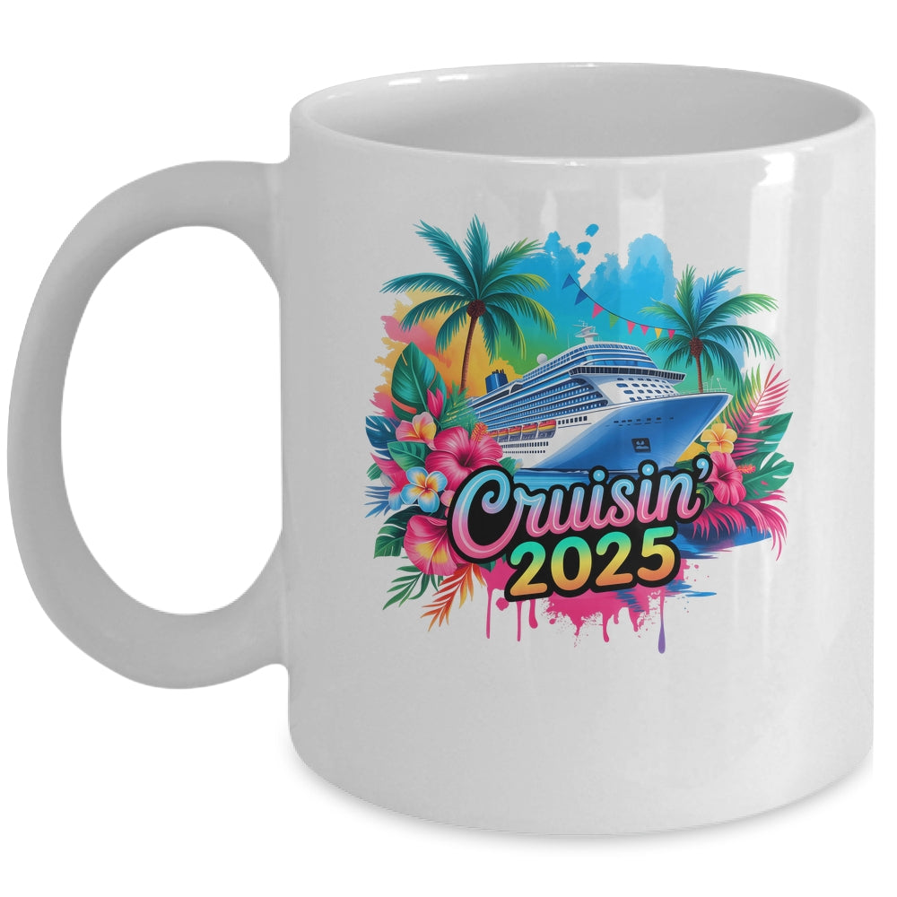 Family Cruisin 2025 Cruise Ship Cruising Vacation Watercolor Mug | siriusteestore