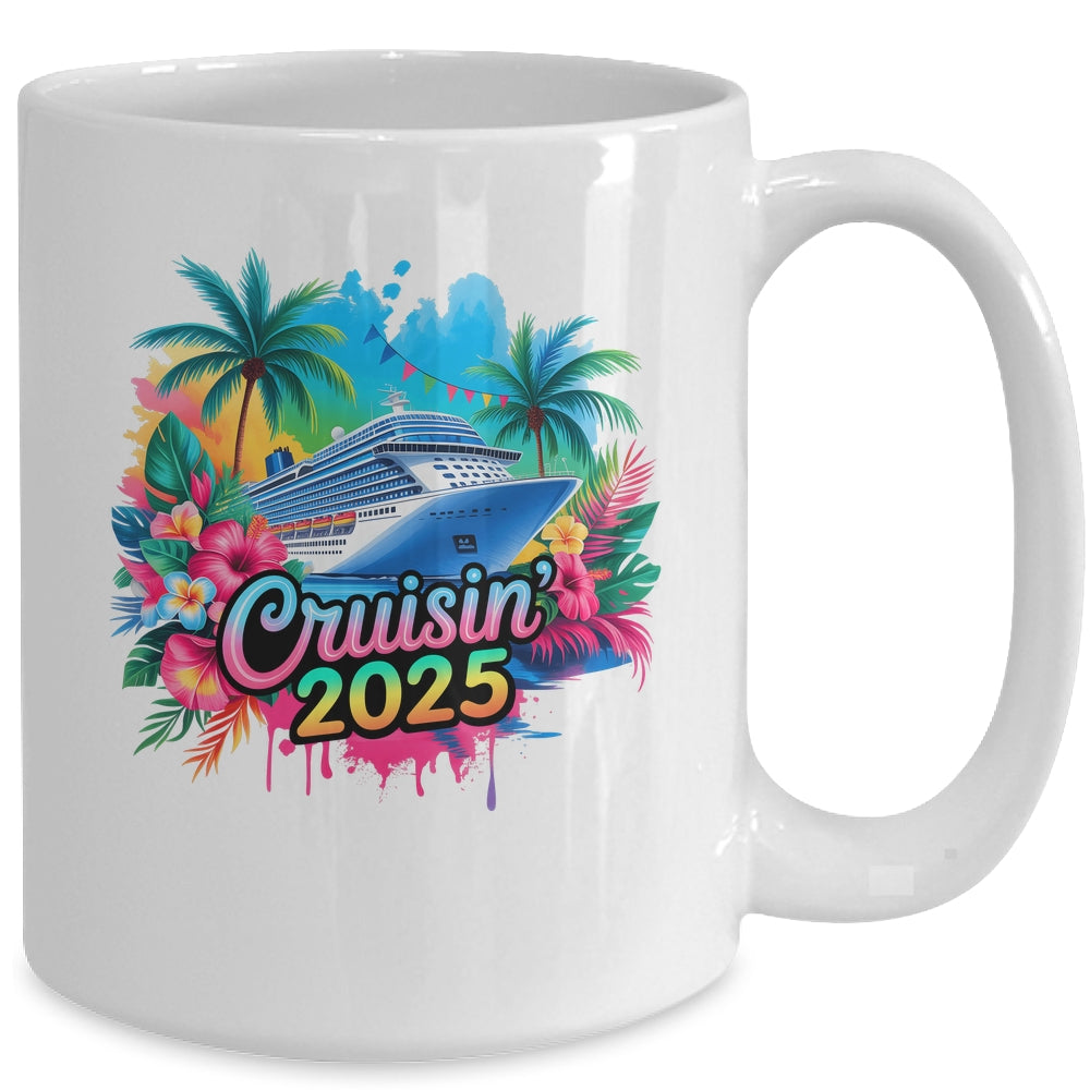 Family Cruisin 2025 Cruise Ship Cruising Vacation Watercolor Mug | siriusteestore