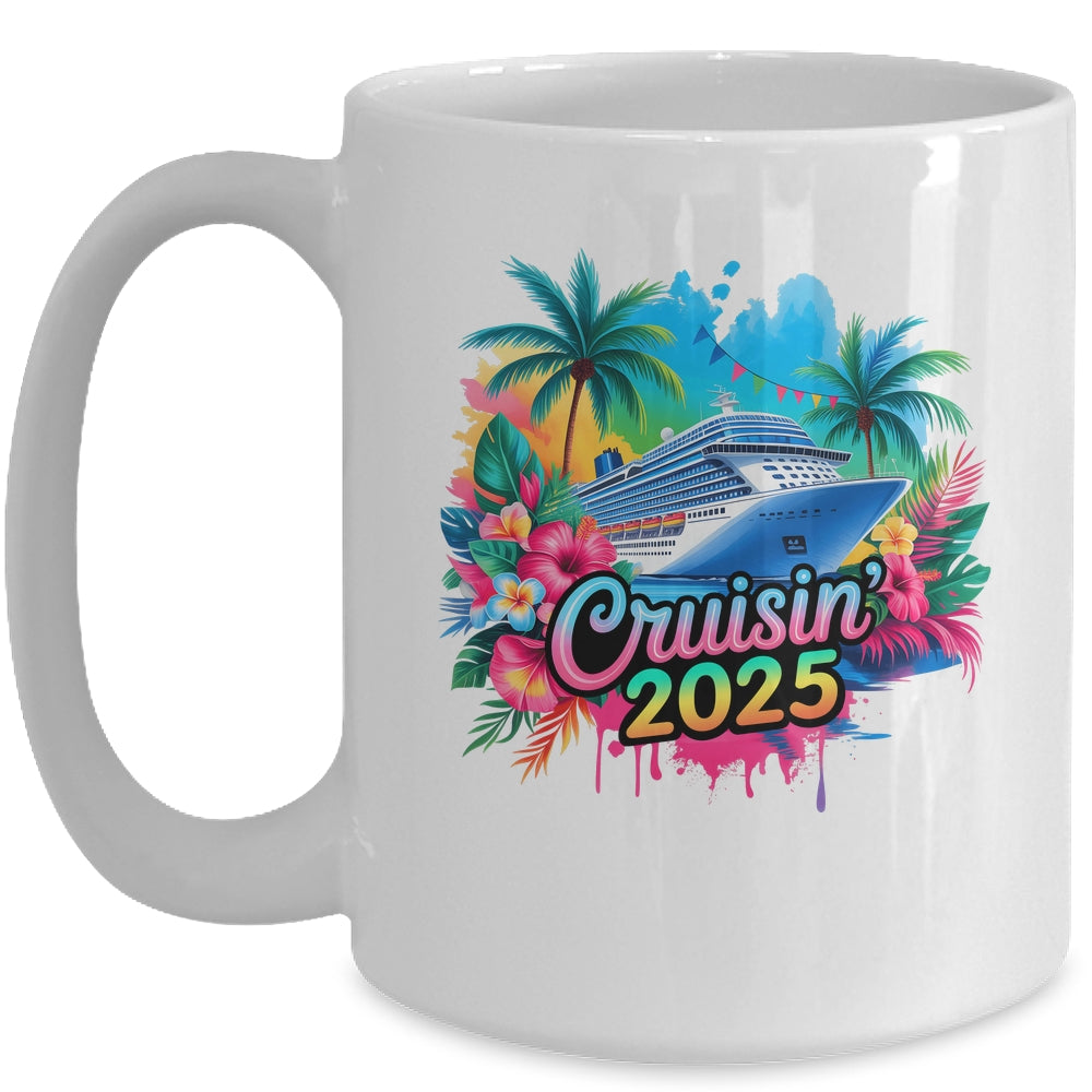 Family Cruisin 2025 Cruise Ship Cruising Vacation Watercolor Mug | siriusteestore