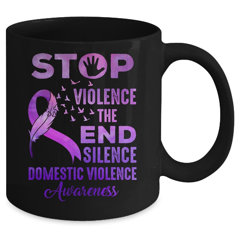 Family Domestic Violence Awareness Purple Ribbon Support Mug | siriusteestore