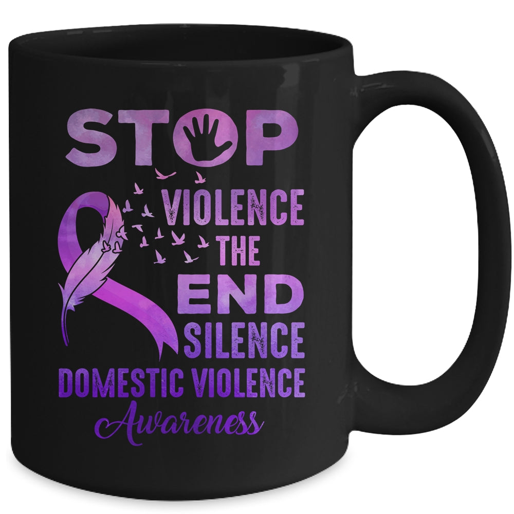 Family Domestic Violence Awareness Purple Ribbon Support Mug | siriusteestore